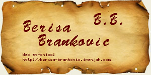 Beriša Branković vizit kartica